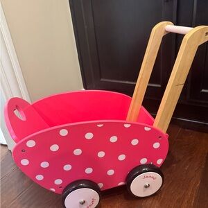 Janod pink wooden pram